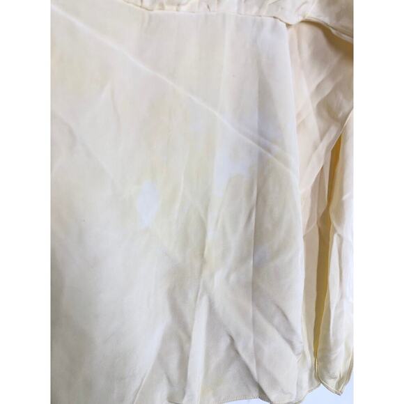 Alexis Wesley Dress One Shoulder Cape Sleeve Mini Blouson 100% Silk Cream Medium - Picture 6 of 10